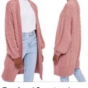 Topshop Blush Pink Cable Knit Cardigan